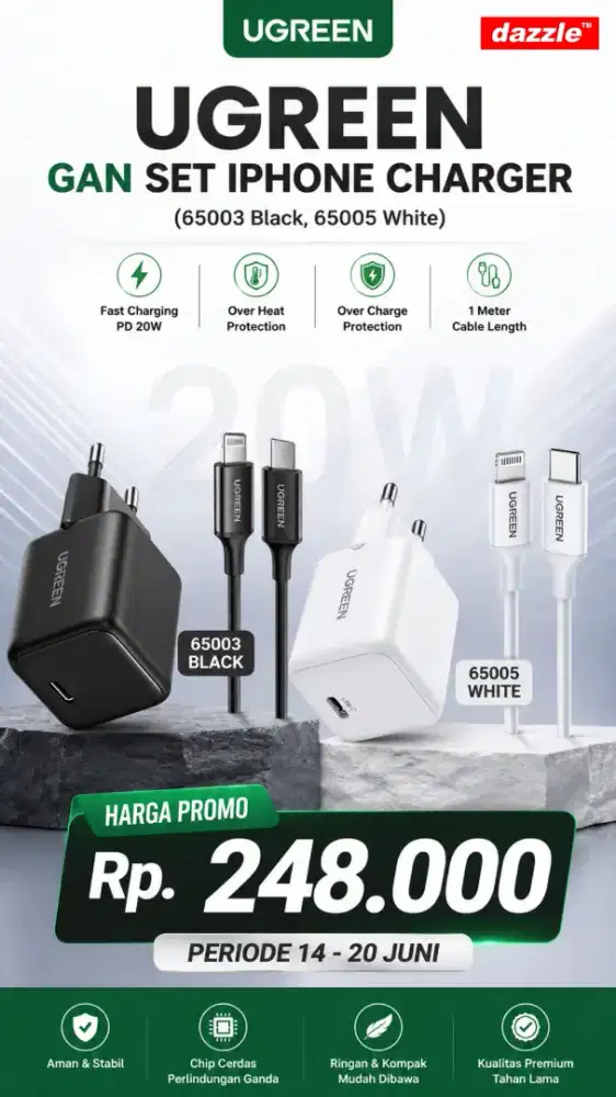 UGREEN SET LIGHTNING GAN CHARGER (65005, 65003)