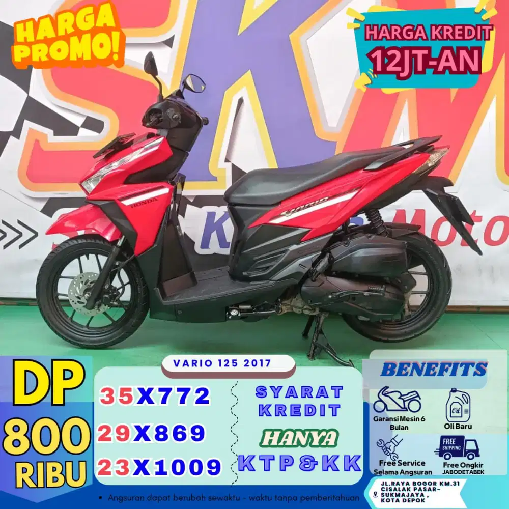 Vario 125 Tahun 2017 dp:800 proses 1hari km low guys cash credit