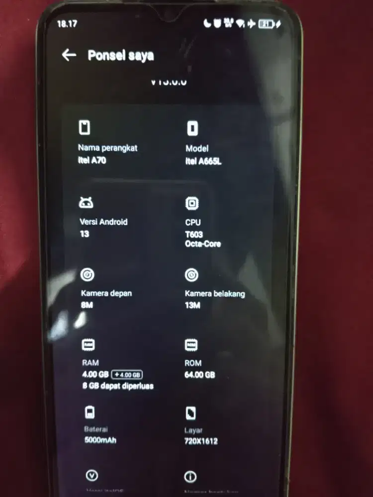 Itel a70 500nego