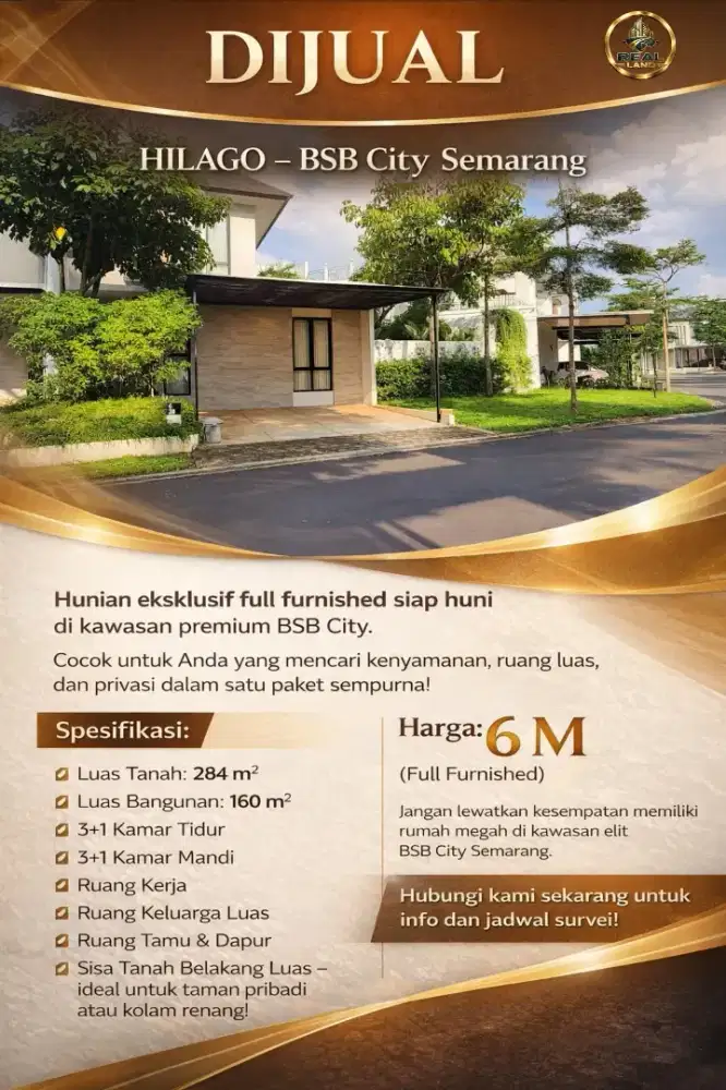 RUMAH MEWAH HILAGO HOME RESORT FULL FURNISHED BSB SEMARANG