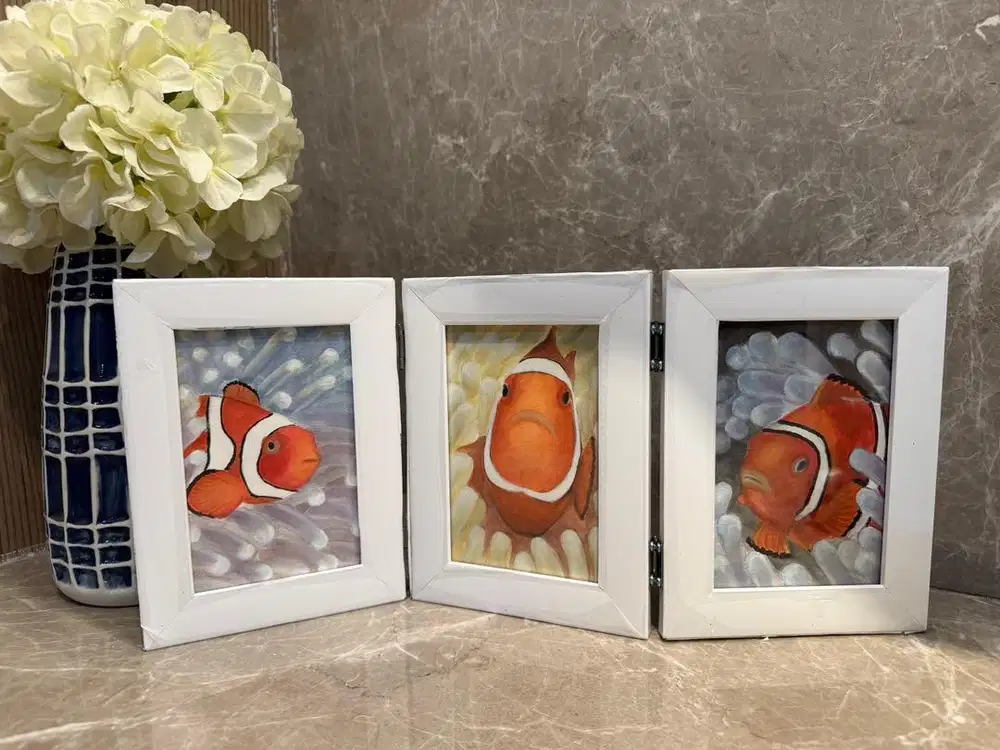 3 set lukisan watercolor painting clown fish