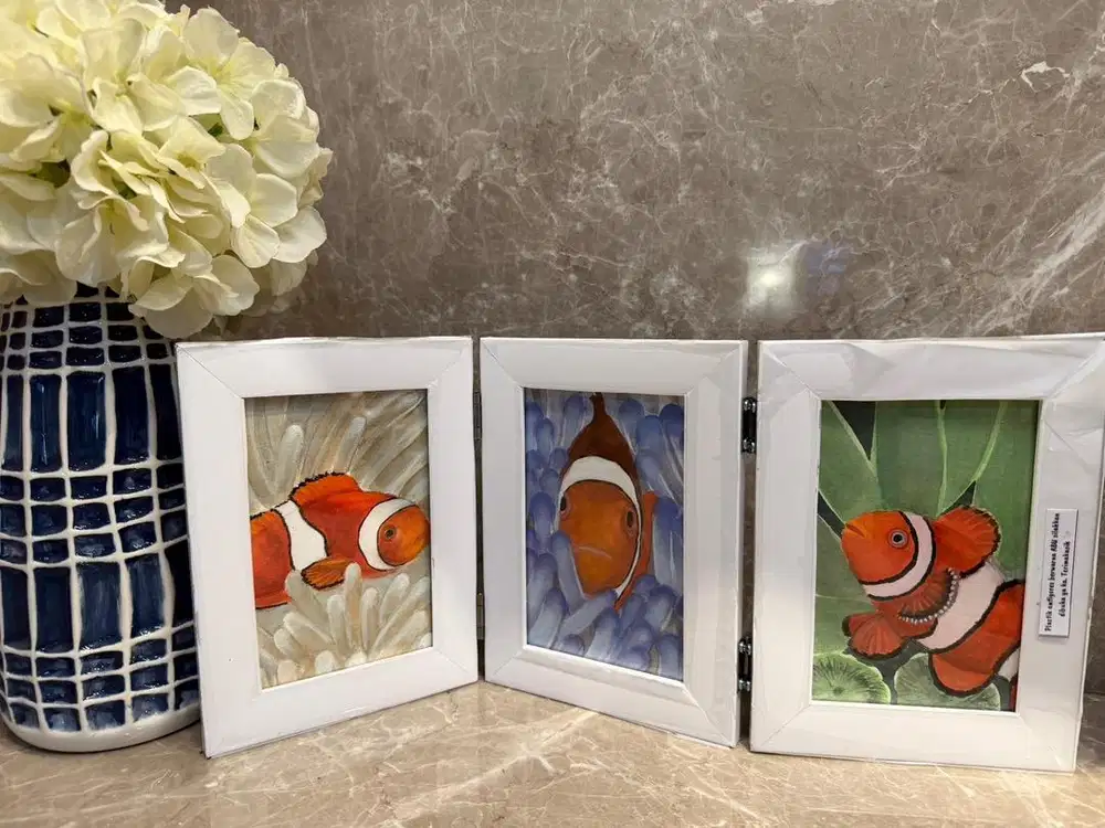 Lukisan painting watercolor clown fish
