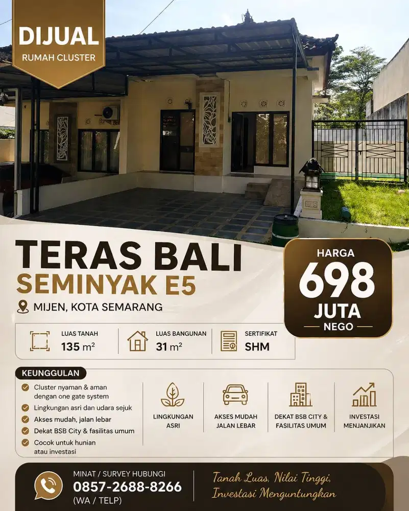 Dijual cepat Rumah Kluster one gate system