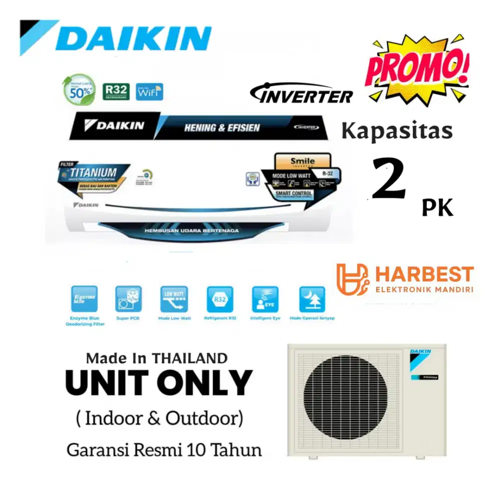TERMURAH! AC DAIKIN FLASH INVERTER 2 PK FTKQ-50UVM4 2 PK THAILAND