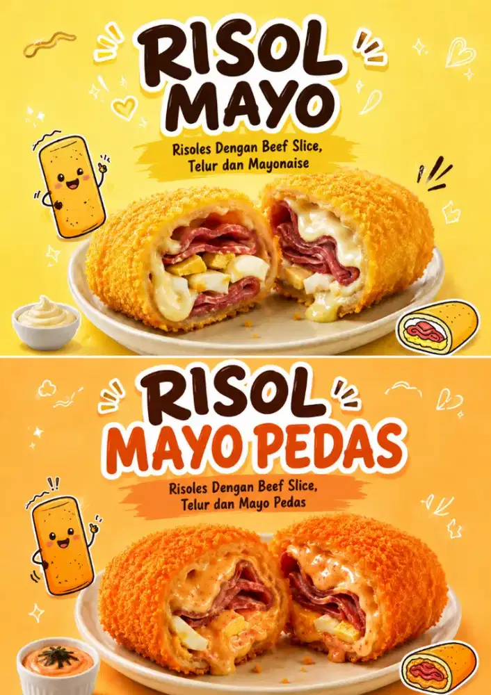 Risol Mayo, Risol Mayo Pedas, Risol Coklat, Risol Matcha
