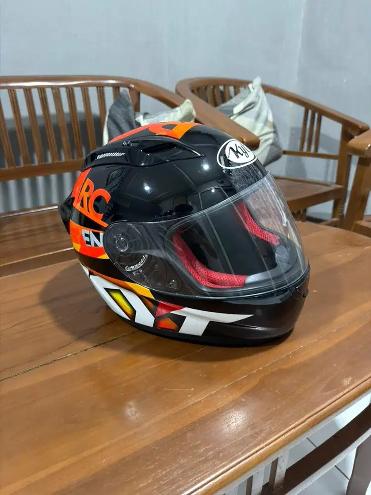 Helm Fullface KYT RC7 RC Seven Size L Warna Black Orange Nominus