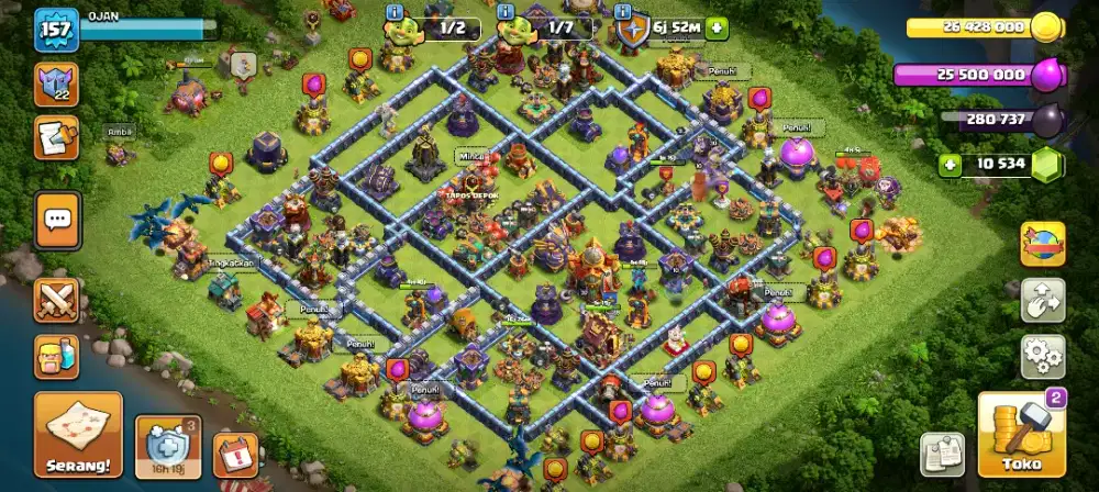 Akun Game COC Town Hall 16