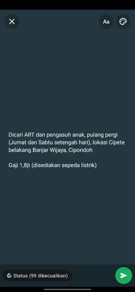 Dicari ART plus Pengasuh Anak