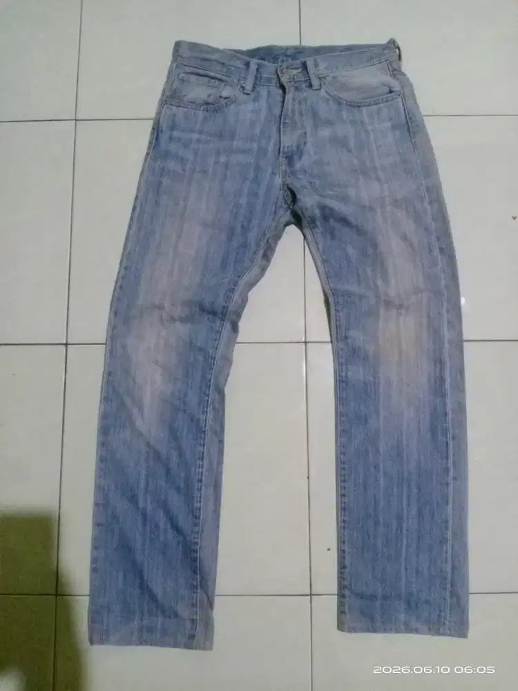 Celana jeans pria Original Levis 505 Reguler Fit Light Blue Washed