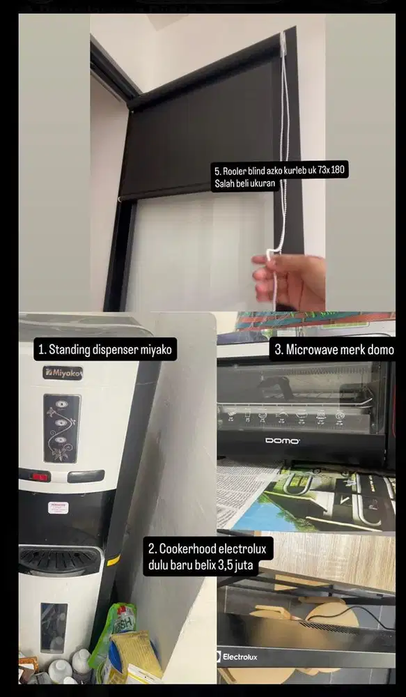 Dispenser, Microwave, cookerhood, roller blind