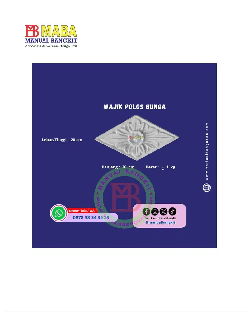 Ornamen Wajik Polos Motif Bunga