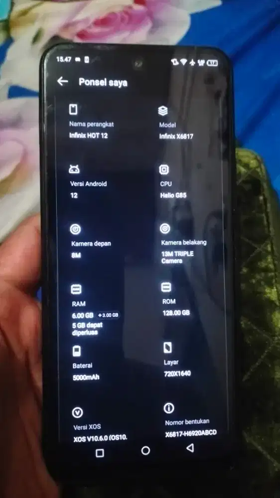 Infinix hot 12, ram 6/128