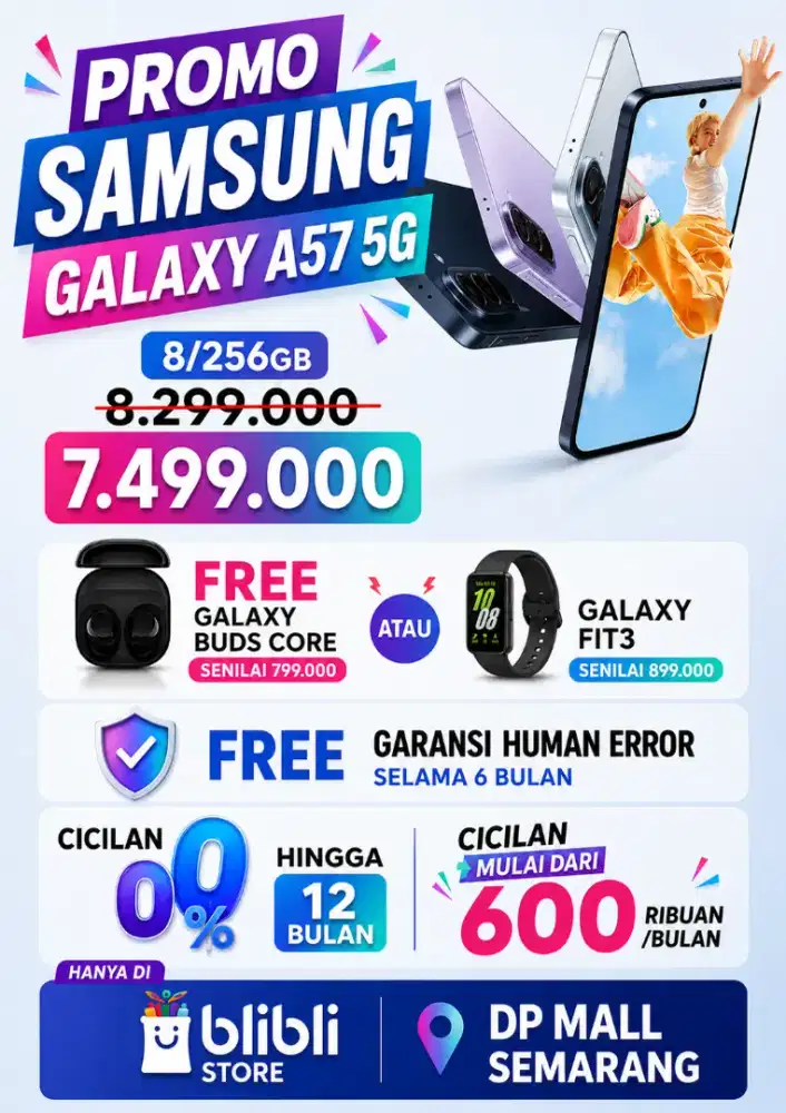 NEW SAMSUNG GALAXY A57 5G 8/256GB FREE BUDS CORE/FIT3