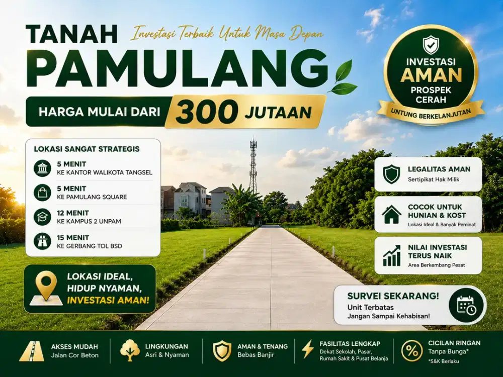 Kavling Strategis Dekat Pamulang Square, Terima SHM per Unit
