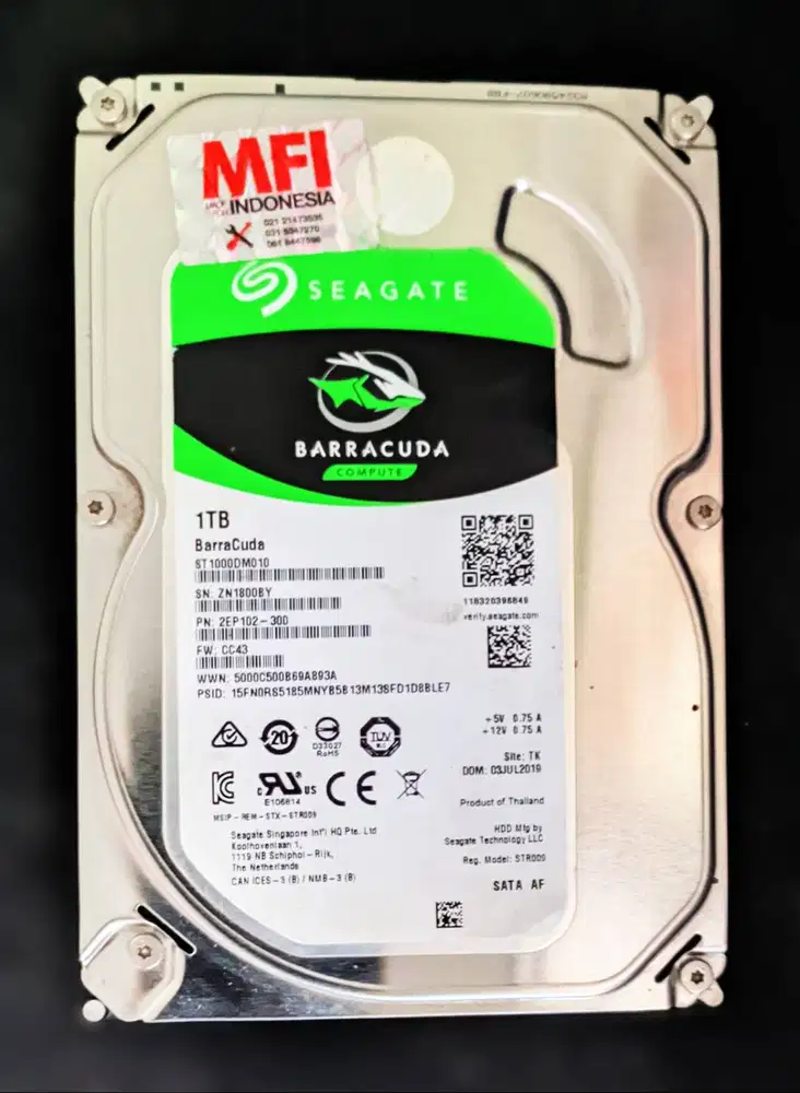 Harddisk Internal Seagate 1 TB BarraCuda Original, MFI