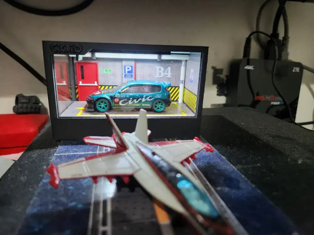 Diecast Hotwheels Civic eg ban karet + Box lampu neon