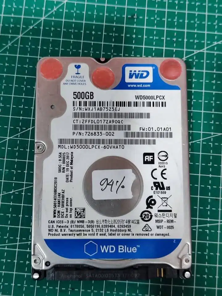 Hardisk 500gb WD Blue kesehatan 94% (bekas)