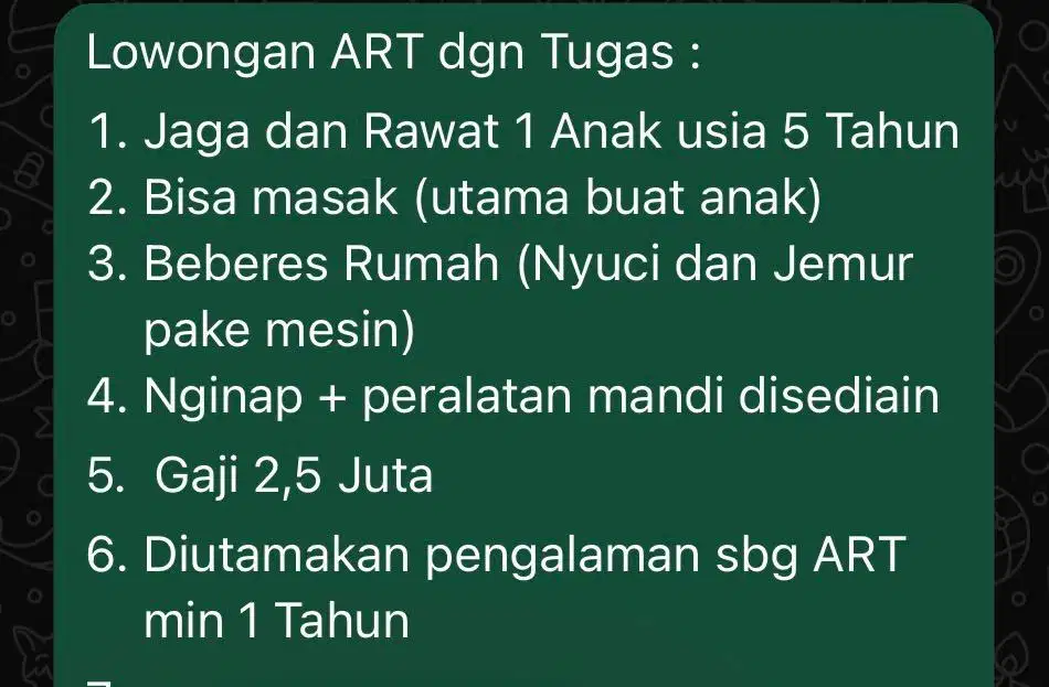 Lowongan ART Jatikramat Bekasi
