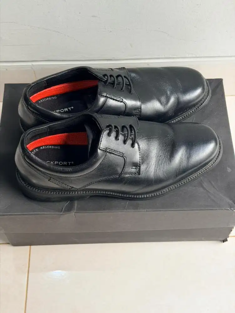 Sepatu Formal Rockport Charlesroad Plaintoe, Genuine Leather Black