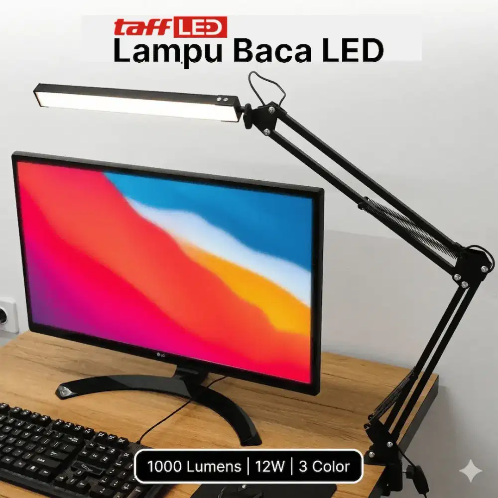 Lampu Baca LED Reading Desk Lamp 1000 Lumens 12W 3 Color