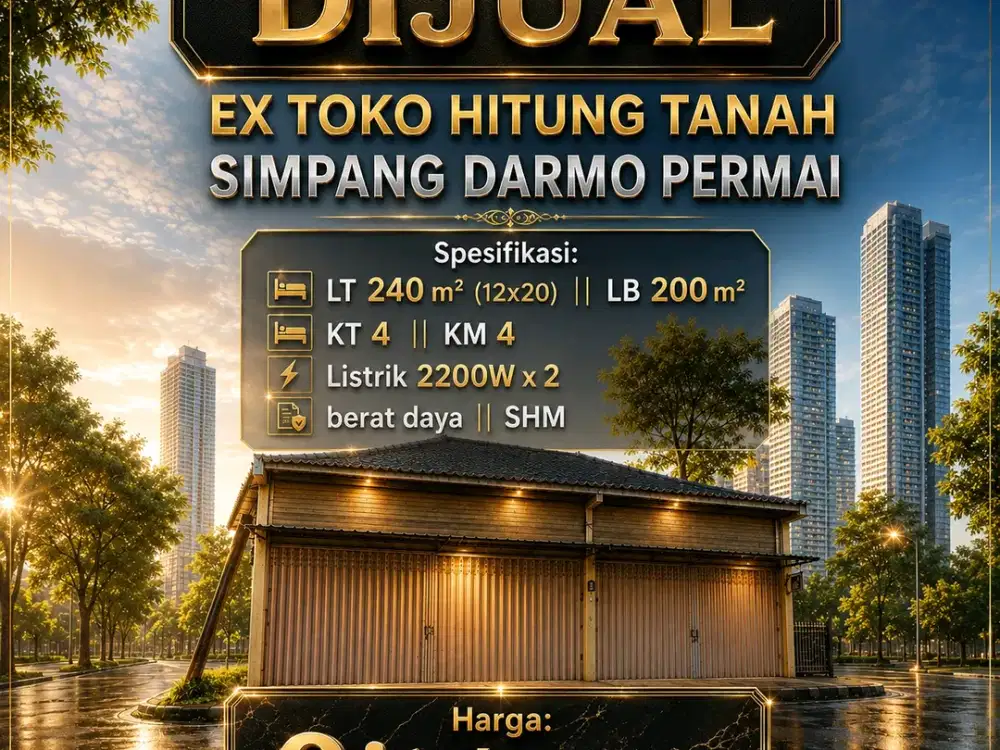 JUAL CEPAT RUMAH USAHA EX TOKO SIMPANG DARMO PERMAI DKT LONTAR PAKUWON