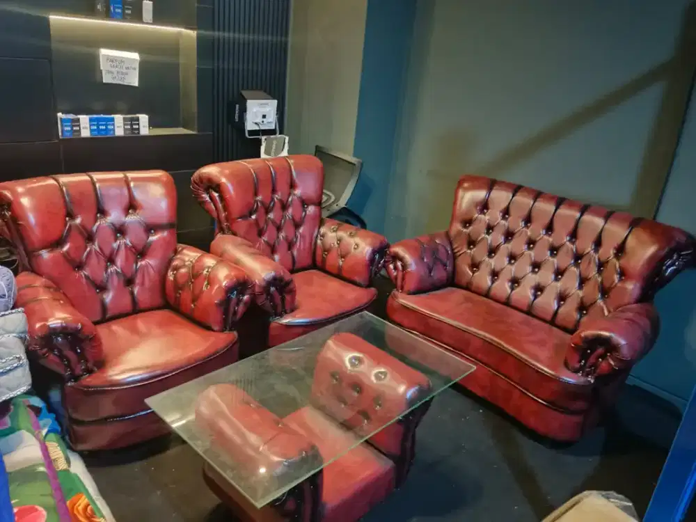Jual Sofa Bekas Mewah Chesterfield 3+1+1 Full Set Murah