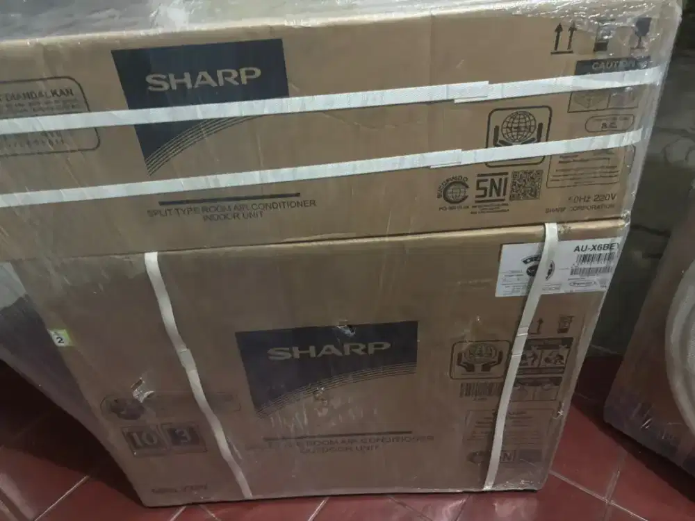 AC SHARP ½PK AH-X6BEY LENGKAP DENGAN PIPA BARANG BARU