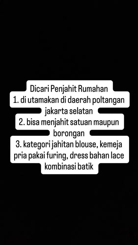 Dicari Mitra penjahit