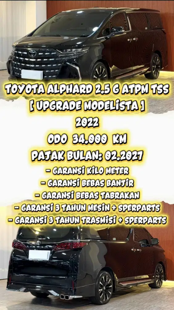 [ ODO 34.000 KM ] TOYOTA ALPHARD 2.5 G ATPM TSS AT 2022 SIAP PAKAI