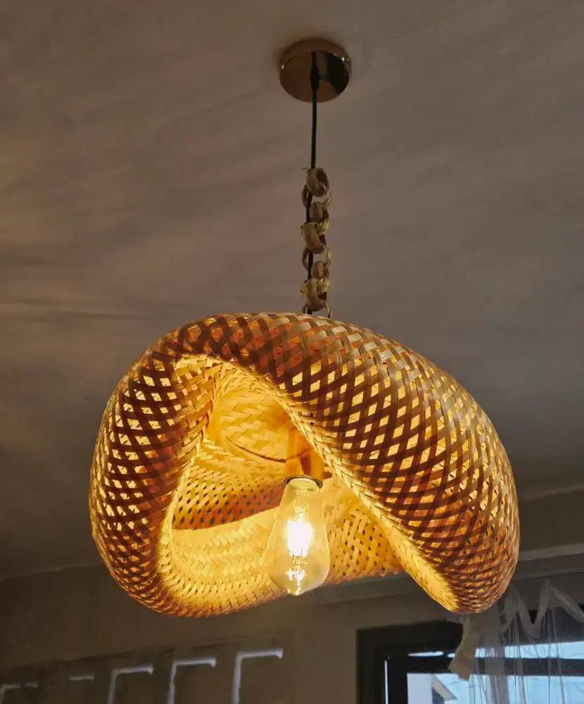 Set Lampu kap bambu estetik
