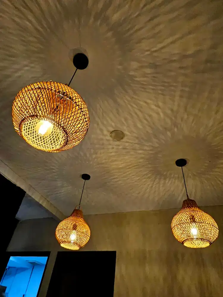 Set lampu kap rotan estetik