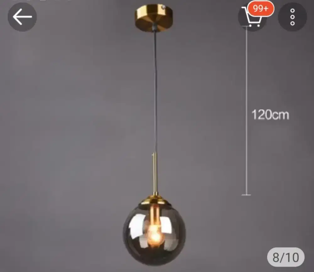 Lampu hias gantung kaca hitam