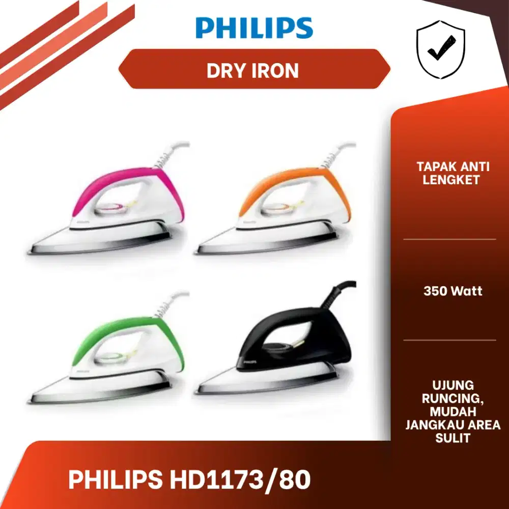 PHILIPS SETRIKA KERING HD1173/80 Dry Iron HD1173 (GARANSI RESMI)