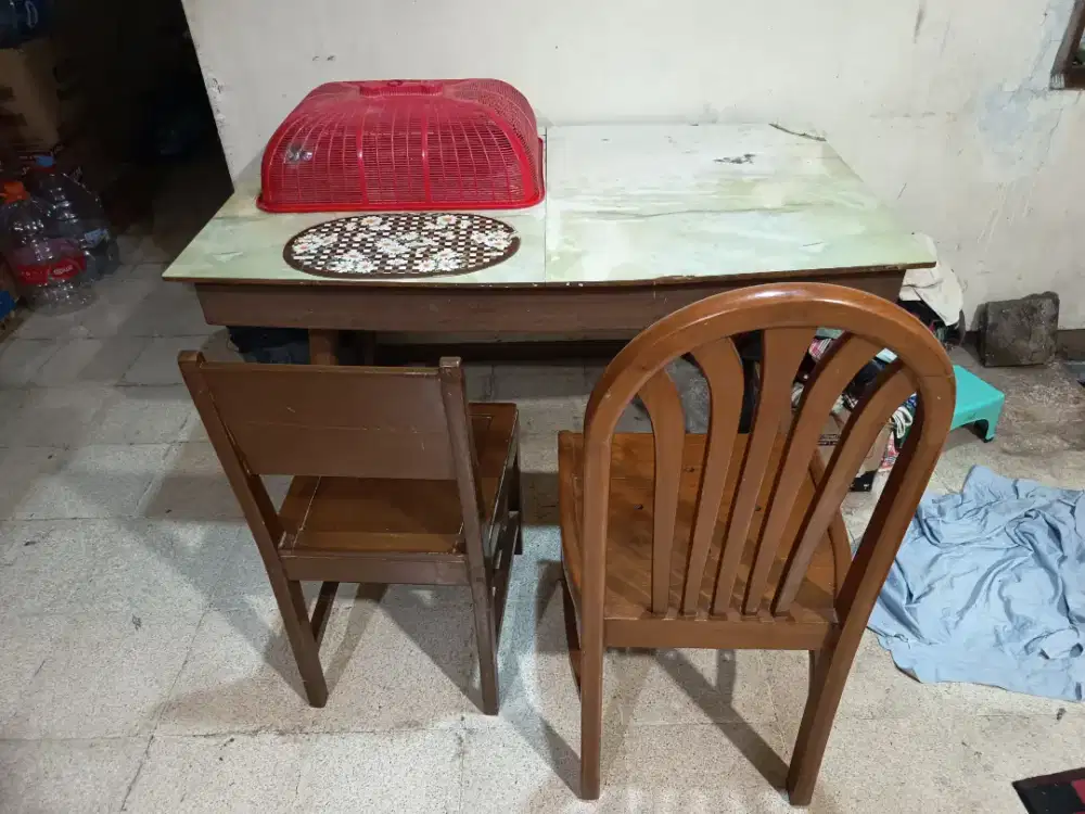 Meja Makan+Kursi Full Kayu Jati Tua Kokoh