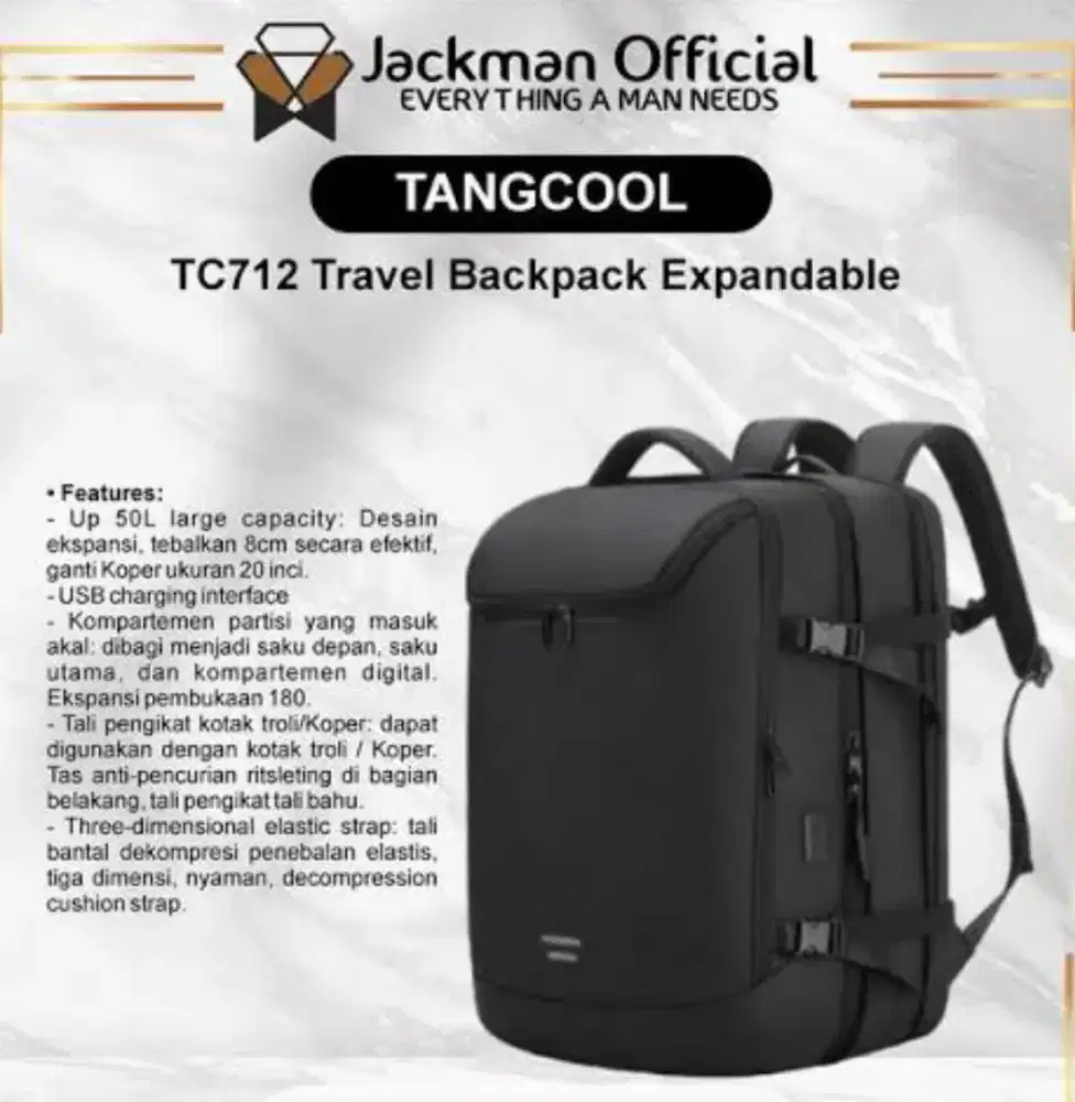 Tas Backpack expandable. 36 up to 50liter