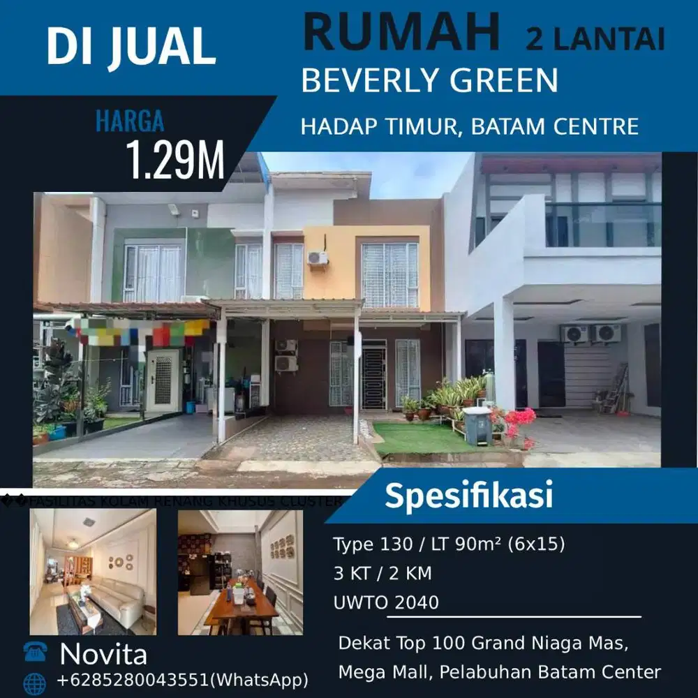 Rumah 2 Lantai Siap Huni & Full Renovasi BEVERLY GREEN Batam Center