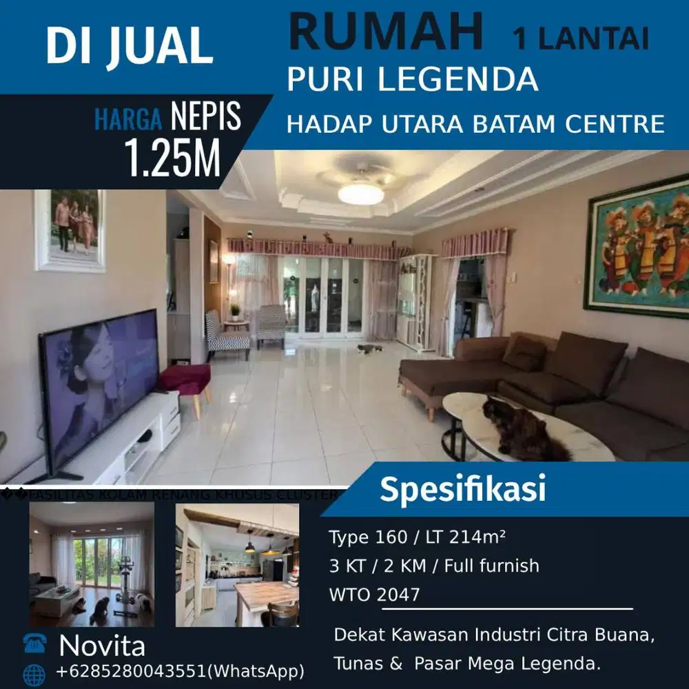 Rumah Puri Legenda Batam Centre ( hadap Utara)