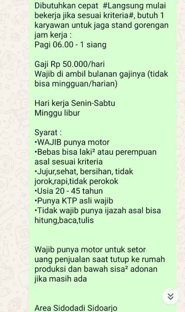 Dibutuhkan cepat tenaga jaga stand gorengan risoles