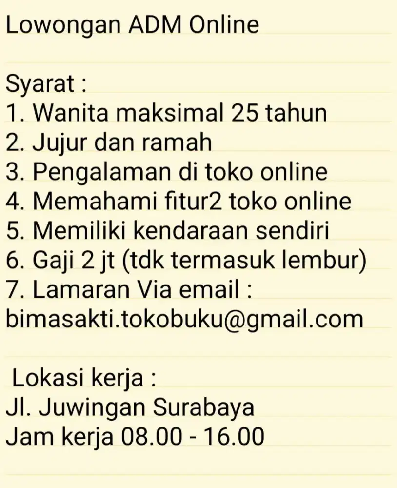 Lowongan Kerja Admin Online