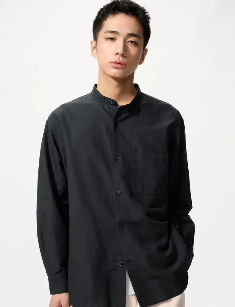 Kemeja Linen Kerah Tegak Uniqlo PL
