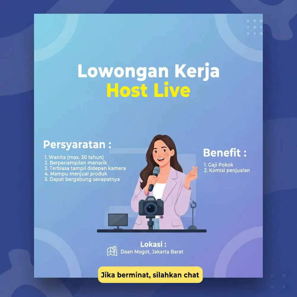 LOWONGAN KERJA HOSTLIVE KHUSUS WANITA BERPENGALAMAN