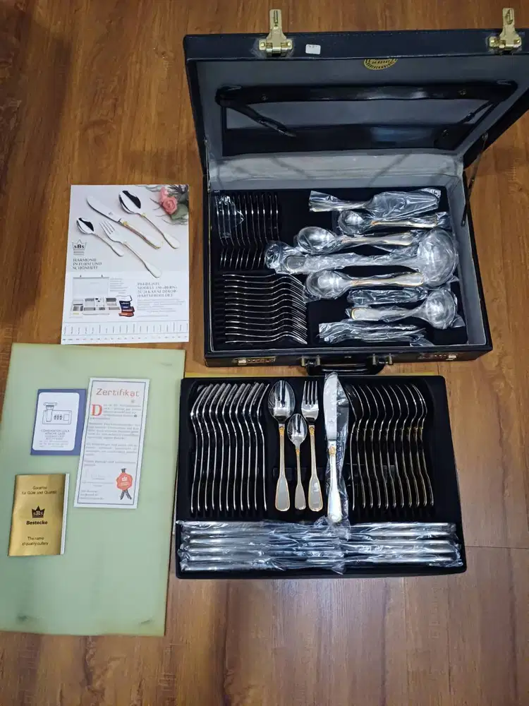 Set Solingen SBS Cutlery 18/10 Gold Plated 23/24 Karat - Germany