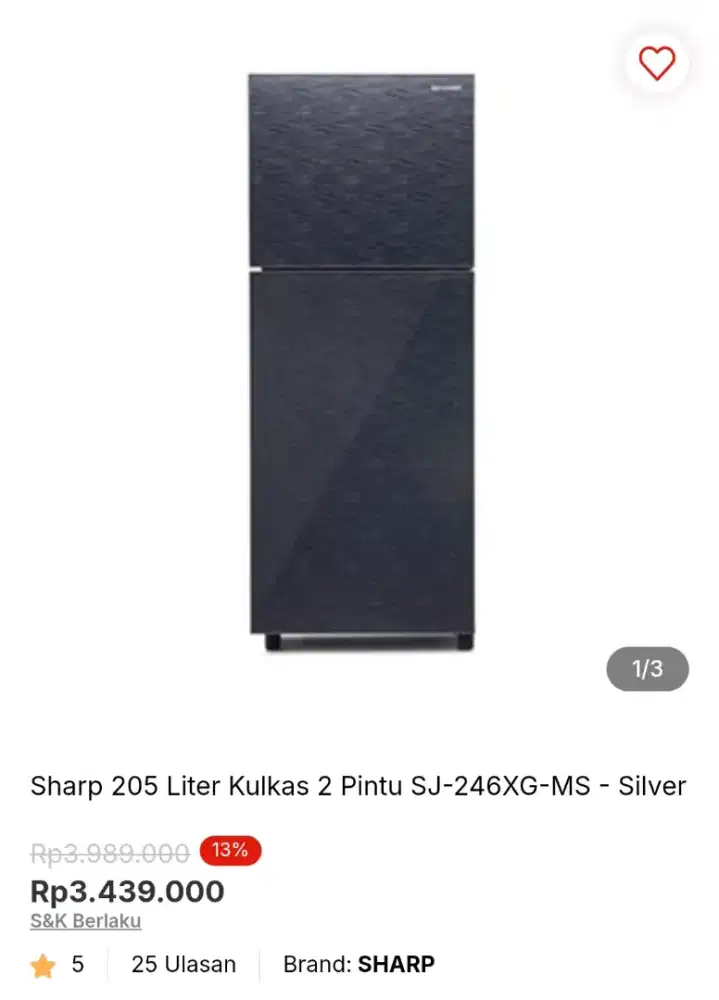 Sharp 205 Liter Kulkas 2 Pintu