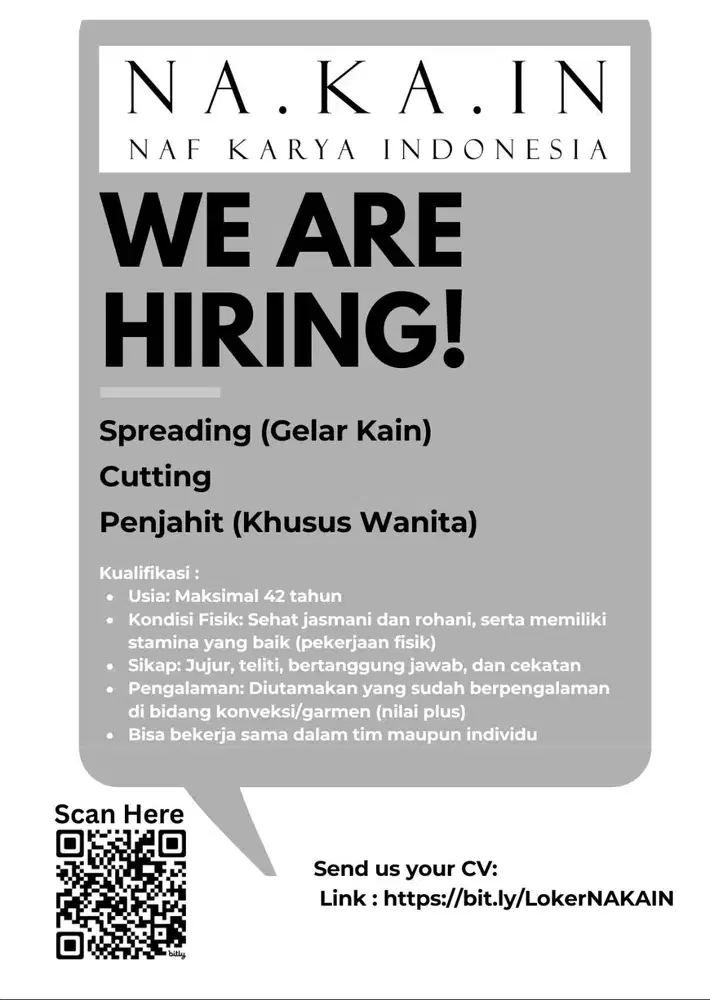 LOWONGAN KONVEKSI BANDUNG