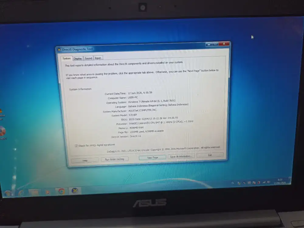 Asus x210e Intel celeron