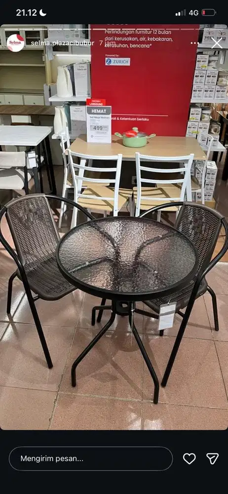 Meja Makan 2 dudukan