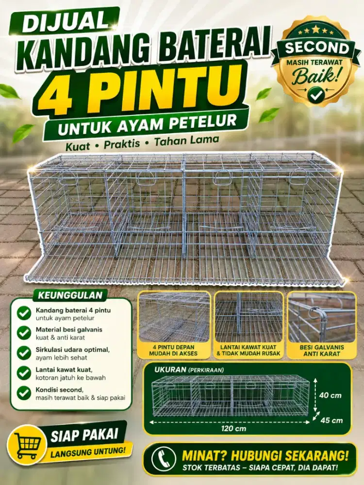 Kandang Baterai 4 Pintu Galvanis