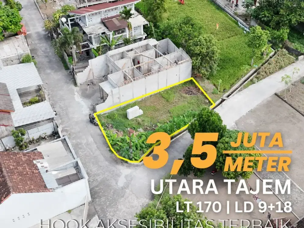 Jual Tanah Utara Jalan Tajem Lokasi Strategis Tanah Hook Pekarangan