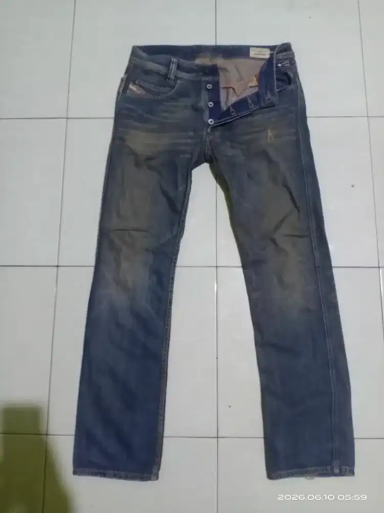 Celana jeans pria Original Diesel Paddom Mid Blue Faded Wash Straight