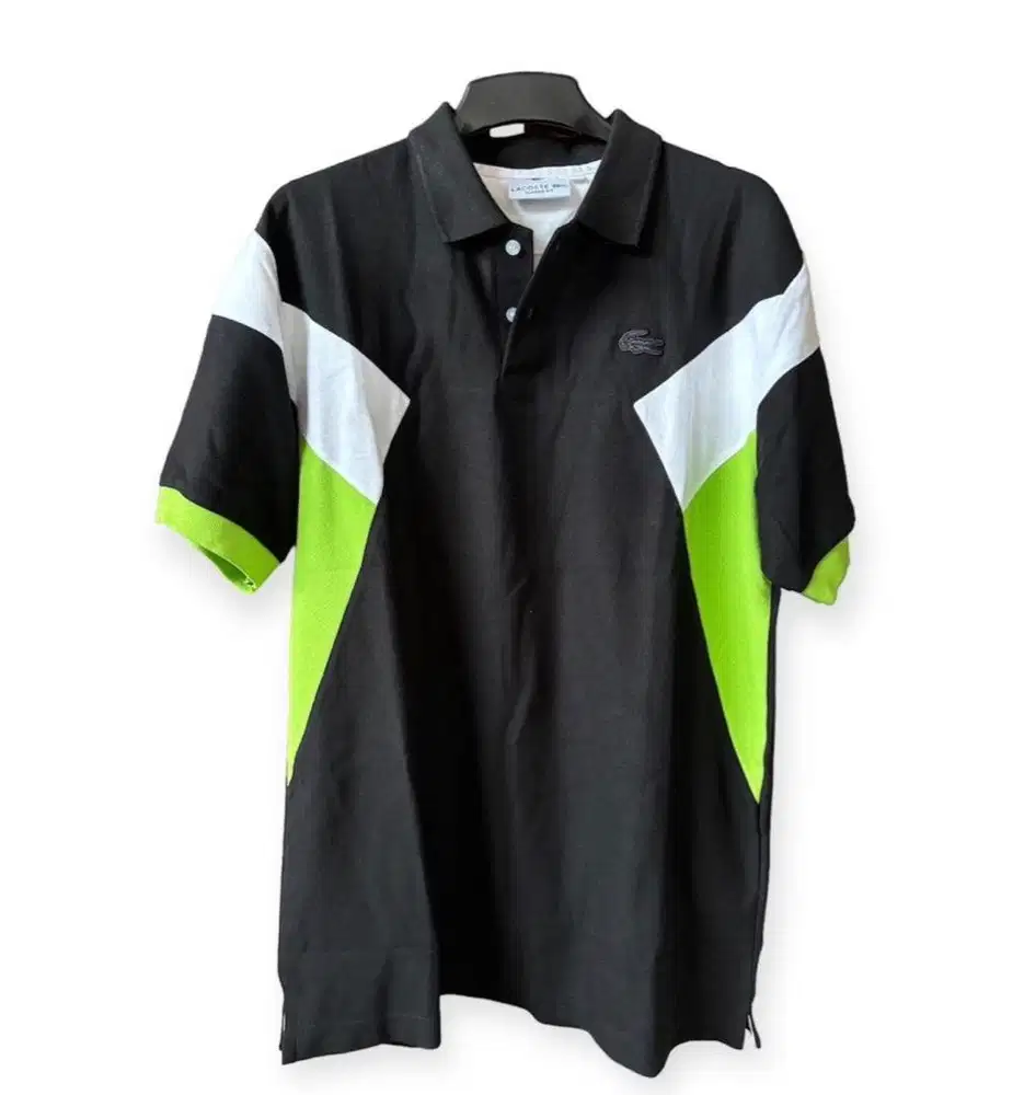 Kaos polo shirt 3 tones hitam 75x56 Lacoste bukan Tommy Hilfiger